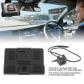 4'' HD 1080P 3 Lens Car DVR Dash Cam Vehicle Video Recorder Rearview Camera