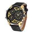 OULM HP3548A Work-dials Military Style Men Watch Genuine Leather Strap Quartz Watches