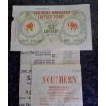 Southern Rhodesia lotto ticket with an unused vendor form. S Smith Salisbury. Rare find.