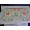 Southern Rhodesia lotto ticket with an unused vendor form. S Smith Salisbury. Rare find.