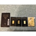 5 grams of 24CT Gold - 5 times 1g 24CT Gold bars