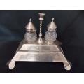 Silver and Cut Crystal Inkwell