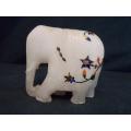 Soap Stone Elephant with Mother of Pearl Inlays