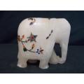 Soap Stone Elephant with Mother of Pearl Inlays