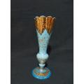 Stunning Turquise and Gold Glass Vase
