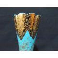 Stunning Turquise and Gold Glass Vase