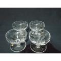 Set of 4 Glass Dessert Bowls with spoon rest . Made in France