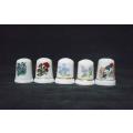 Set of Five Porcelain Thimbles