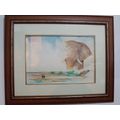 Original Water Color Elephant Bull by Lad Kalondo Framed