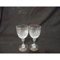 Set of Two Cut Glass Sherry Glasses