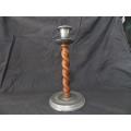 Wood and Pewter Candle Stick