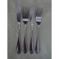 Set of Two Stainless Steel Fish Knives and Forks