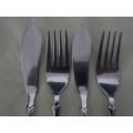 Set of Two Stainless Steel Fish Knives and Forks