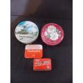 Lot of Four Vintage Tins  Meggezones,  Elastoplast Snoep Trommel - Holland and Red tin with flowers