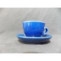 Set of Five Blue Espresso Cups and Saucers