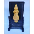 China Old Tibetan sandalwood inlaid jade bottle screen insert