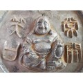 Rare:Late 19th Century Eastern Chinese Bronze Mirror with Laughing Buddha