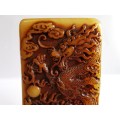Rare,Eastern antique Chinese dragon carved on the side of Shoushan stone seal