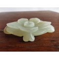 He Tian White Jade three layer craft Ornament of Flower Piece by China Qing Dynasty