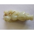 Chinese Late 19th century White Jade mother carry children Original Carving