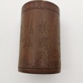 Antique Chinese The old Tibetan bamboo carving pen container from Chinese Qing Dynasty