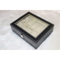 10 Compartment PU Leather Watch Display Box - Black