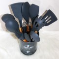 Cooking Utensil Set 11 Piece with Holder - Grey