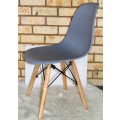 Wooden Leg Chair - Light Grey (2 Pieces)