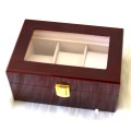 Jack Brown Luxury 3-Slot Wooden Watch Display Box - Red