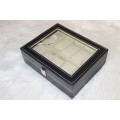 Jack Brown Luxury 12-Slot PU Leather Watch Display Box - Black (broken glass)