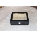 Jack Brown Luxury 10-Slot PU Leather Watch Display Box - Black (broken glass)