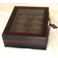 Jack brown Carbon Fiber PU Leather Watch Display Box - 12 Slot