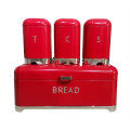 Deluxe edition Breadbin with 3pcs Canister Set - Red