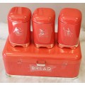 Deluxe edition Breadbin with 3pcs Canister Set - Red