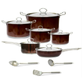 15 Piece Heavy Bottom Stainless Steel Cookware Set - copper