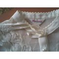 SHEER VINTAGE  LIGHT CREAM AND LACE LONG SLEEVED BLOUSE - SIZE 12 - VERY GOOD CONDITION