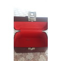 VANITY/COSMETIC CASE 1970`S WITH FULLY LINED RED INTERIOR - VINTAGE ITEM