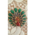 FASHION JEWELLERY, VINTAGE GOLD PLATED  PEACOCK BROOCH OR PENDANT
