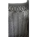 WOMEN CLOTHING: KNITTED BLACK SQUARE NECK LACE SUMMER  TOP - SIZE M - VERY GOOD