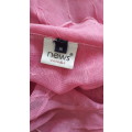 VINTAGE CLOTHES: SHEER FRILLY PINK TOP - SIZE 10 - VERY GOOD