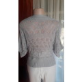 VERY SEXY LIGHT SILVERY GREY LACY 100% COTTON KNITTED TOP - RETRO ITEM