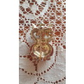 FASHION JEWELLERY: VINTAGE OWL  PIN GOLD PLATED WITH SIMULATED STONES