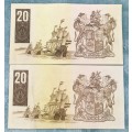 2x Uncirculated Gerhard De Kock R20 Notes!!!