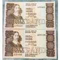 2x Uncirculated Gerhard De Kock R20 Notes!!!