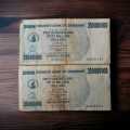 Rare collectors Zimbabwe 2008 Two hundred and fifty million Dollars Bearer Cheques