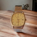 Vintage Collectors Omega Seamaster quartz movement gents watch on gold plated strap value R8000.00