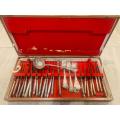 Valuable Collectors large solid cutlery set with various pieces in solid wooden box