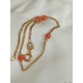 9CT GOLD VINTAGE CORAL HAND CHAIN