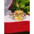 ESTATE FIND 9CT GOLD DIAMOND CITRINE RING