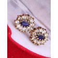9CT GOLD VINTAGE SAPPHIRE EARRINGS